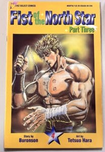 a comic book cover with a muscular man holding a nunchuck