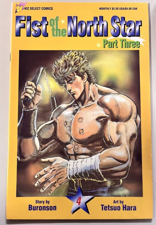 a comic book cover with a muscular man holding a nunchuck