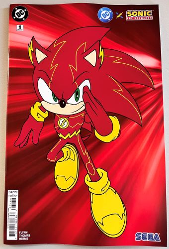 DC x Sonic the Hedgehog #1 second printing Flash card stock variant (DC Comics)